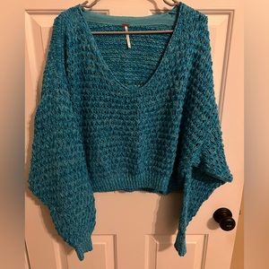 Free people v-neck, teal/turquoise sweater, New without tag/Never worn!